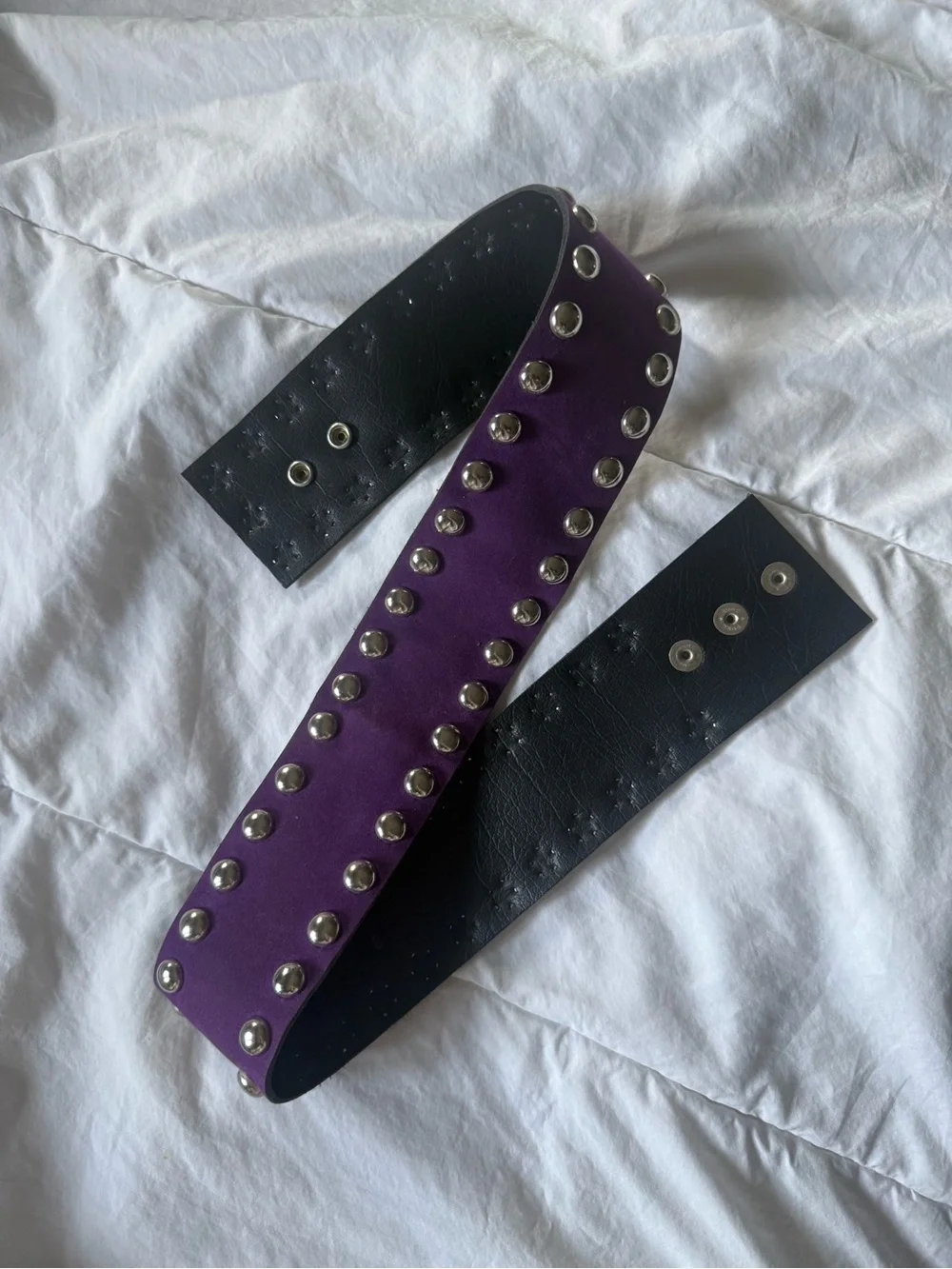 Purple Leather Studded Punk Belt - Women Accessories